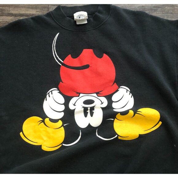 Vintage Mickey & Co Adult Medium Mickey Looking Backward Sweatshirt Black - Picture 2 of 7